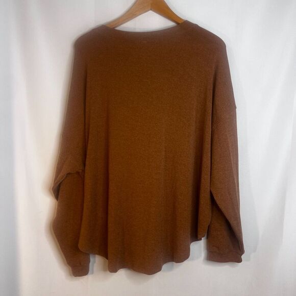 Wishlist Rusty Orange Vneck Button Detail Boxy Oversized Slouchy Sweater Sz M/L - Picture 4 of 11